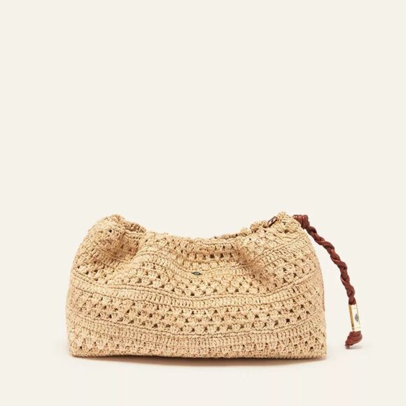 ba&sh June Raffia Clutch with Leather Detachable Strap - Picture 2 of 8